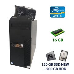 Lenovo ThinkCentre M82 Tower / Intel Core i5-3470 (4 ядра по 3.2 - 3.6 GHz) / 16 GB DDR3 / 120 GB SSD NEW+500 GB HDD / AMD Radeon RX 570, 4 GB GDDR5, 256-bit / 600W NEW