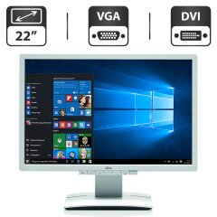 Монитор Б-класс Fujitsu B22W-6 / 22" (1680x1050) TN / DVI, VGA, DisplayPort / Встроенные колонки 2x 2W / VESA 100x100 + Кабели подключения