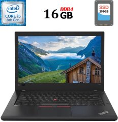 Ноутбук Lenovo ThinkPad T480 / 14" (1366x768) TN / Intel Core i5-8250U (4 (8) ядра по 1.6 - 3.4 GHz) / 16 GB DDR4 / 256 GB SSD / Intel UHD Graphics 620 / WebCam / Fingerprint / USB 3.1 / HDMI / Два АКБ