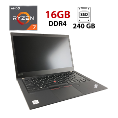 Ультрабук Lenovo ThinkPad T14 Gen1 / 14" (1920x1080) IPS / AMD Ryzen 7 Pro 4750U (8 (16) ядра по 1.7 - 4.1 GHz) / 16 GB DDR4 / 240 GB SSD / AMD Radeon Graphics / WebCam