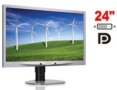 Монитор Philips Brilliance 241B4L / 24" (1920x1080) TN / 1x DisplayPort, 1x DVI, 1x VGA, 2x USB, 2x Audio / 2x 1.5W / VESA 100x100 / Pivot