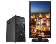 Комплект ПК: Fujitsu Esprimo P557 E85+ Tower / Intel Core i5-6400 (4 ядра по 2.7 - 3.3 GHz) / 16 GB DDR3 / 480 GB SSD / Intel HD Graphics 530 / 280W + Монитор LG 24MB37PM / 24" (1920x1080) IPS / 2x 1W + клавиатура и мышь 