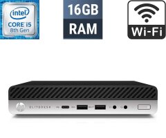 Неттоп HP EliteDesk 800 G4 Desktop Mini USFF / Intel Core i5-8600T (6 ядер по 2.3 - 3.7 GHz) / 16 GB DDR4 / 500 GB SSD / Intel UHD Graphics 630 / Wi-Fi + Блок живлення