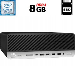 Компьютер HP ProDesk 600 G4 SFF / Intel Core i5-8500 (6 ядер по 3.0 - 4.1 GHz) / 8 GB DDR4 / 240 GB SSD / Intel UHD Graphics 630 / 180W / DVD-RW / DisplayPort