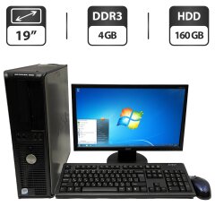 Комплект ПК: компьютер Б-класс Dell OptiPlex 330 SFF / Intel Core 2 Duo E4300 (2 ядра 1.8 GHz) / 4 GB DDR3 / 160 GB HDD / Intel Graphics + Монитор Acer V193HQV / 19" (1366x768) TN / VGA + Клавиатура, мышка, кабели