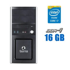 Компьютер Terra Tower / Intel Core i7-7700 (4 (8) ядра по 3.6 - 4.2 GHz) / 16 GB DDR4 / 128 GB SSD + 500 GB HDD / nVidia GeForce GTX 745, 2 GB GDDR3, 128-bit / DVD-RW