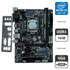 Комплект: Материнская плата Gigabyte GA-B85M-HD3G / Intel Xeon E3-1268L v3 (4 (8) ядра по 2.3 - 3.3 GHz) / 16 GB DDR3 / Socket LGA 1150 / Задняя заглушка