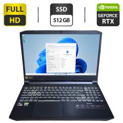 Игровой ноутбук Acer Nitro 5 / 15.6" (1920x1080) IPS / AMD Ryzen 7 5800H (8 (16) ядер по 3.2 - 4.4 GHz) / 16 GB DDR4 / 512 GB SSD / nVidia GeForce RTX 3070, 8 GB GDDR6, 256-bit / WebCam