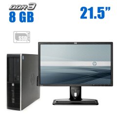 Комплект ПК: HP Compaq 6200 Pro SFF / Intel Core i3-2100 (2 (4) ядра по 3.1 GHz) / 8 GB DDR3 / 240 GB SSD / Intel HD Graphics 2000 + Монитор HP ZR22w / 21.5" (1920x1080) S-IPS / DVI, VGA, DP + Клавиатура и мышь