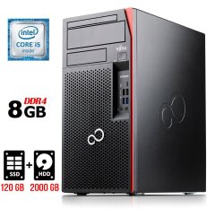 Компьютер Fujitsu Esprimo P757 E90+ Tower / Intel Core i5-6500 (4 ядра по 3.2 - 3.6 GHz) / 8 GB DDR4 / 120 GB SSD + 2000 GB HDD / Intel HD Graphics 530 / 280W / DisplayPort / DVI