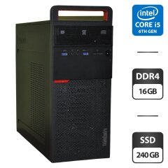 Комп'ютер Lenovo ThinkCentre M700 Tower / Intel Core i5-6500 (4 ядра по 3.2 - 3.6 GHz) / 16 GB DDR4 / 240 GB SSD / Intel HD Graphics 530 / DVD-ROM / Windows 11 Pro + Кабель живлення