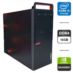 Компьютер Lenovo ThinkCentre M800 Tower / Intel Core i5-6600K (4 ядра по 3.5 - 3.9 GHz) / 16 GB DDR4 / 512 GB SSD + 500 GB HDD / nVidia Quadro K4200, 4 GB GDDR5, 256-bit / DVD-ROM