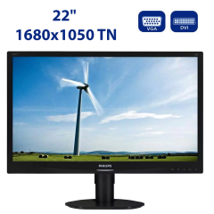 Монитор Philips Brilliance 220S4LCB / 22" (1680x1050) TN / DVI, VGA, USB-Hub / VESA 100x100 + Кабель питания