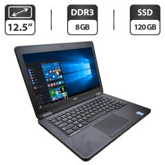 Нетбук Dell Latitude E5250 / 12.5" (1366x768) TN / Intel Core i5-5300U (2 (4) ядра по 2.3 - 2.9 GHz) / 8 GB DDR3 / 120 GB SSD / Intel HD Graphics 5500 / WebCam / HDMI