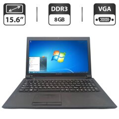 Ноутбук Lenovo B575e / 15.6" (1366x768) TN / AMD E2-1800 (2 ядра по 1.7 GHz) / 8 GB DDR3 / 320 GB HDD / AMD Radeon HD 7340 Graphics / WebCam / DVD-ROM