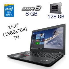 Ноутбук Lenovo ThinkPad E560 / 15.6" (1366x768) TN / Intel Core i5-6200U (2 (4) ядра по 2.3 - 2.8 GHz) / 8 GB DDR3 / 128 GB SSD / Intel HD Graphics 520 / WebCam