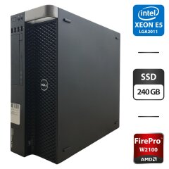 Рабочая станция Dell Precision T3610 Tower / Intel Xeon E5-2630 v2 (6 (12) ядер по 2.6 - 3.1 GHz) / 64 GB DDR3 / 240 GB SSD / AMD FirePro W2100, 2 GB GDDR3, 128-bit / DVD-ROM
