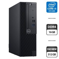 Компьютер Б-класс Dell OptiPlex 3060 SFF / Intel Core i5-8500 (6 ядер по 3.0 - 4.1 GHz) / 16 GB DDR4 / 512 GB SSD M.2 NEW / Intel UHD Graphics 630 / HDMI / Windows 10 Pro
