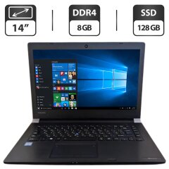 Ноутбук Toshiba Tecra A40-D / 14" (1366x768) TN / Intel Core i5-7300U (2 (4) ядра по 2.6 - 3.5 GHz) / 8 GB DDR4 / 128 GB SSD / Intel HD Graphics 620 / WebCam
