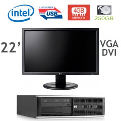 HP 6300 Ellite SFF / Intel Pentium G2020 (2 ядра по 2.9GHz) / 4GB DDR3 / 250GB HDD / USB 3.0 + монитор LG E2210T-SN