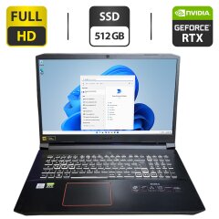 Игровой ноутбук Acer Nitro 5 / 17.3" (1920x1080) IPS / Intel Core i5-10300H (4 (8) ядра по 2.5 - 4.5 GHz) / 16 GB DDR4 / 512 GB SSD / nVidia GeForce RTX 3060, 6 GB GDDR6, 192-bit / WebCam