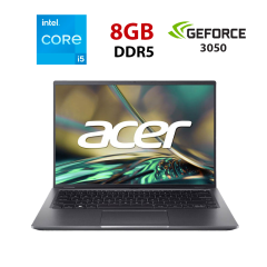 Игровой ноутбук Acer Swift X SFX14-51G-52FP / 14" (1920x1080) IPS / Intel Core i5-1240P (12 (16) ядер по 3.3 - 4.4 GHz) / 8 GB DDR5 / 240 GB SSD / nVidia GeForce RTX 3050, 6 GB GDDR6, 96-bit / WebCam