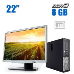 Комплект ПК: Dell Optiplex 7010 SFF / Intel Core i3-3220 (2 (4) ядра по 3.3 GHz) / 8 GB DDR3 / 240 GB SSD / Intel HD Graphics 2500 / DVD-ROM + Монитор Acer AL2223W / 22" (1680x1050) TN / VGA, DVI + Клавиатура и мышь 