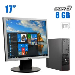 Комплект ПК: Fujitsu Esprimo E700 SFF / Intel Core i3-2100 (2 (4) ядра по 3.1 GHz) / 8 GB DDR3 / 240 GB SSD / Intel HD Graphics 2000 + Монитор LG Flatron L1750SQ / 17" (1280x1024) TN / VGA + Клавиатура и мышь