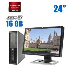 Комплект ПК: HP Compaq 6200 Pro SFF / Intel Core i3-2100 (2 (4) ядра по 3.1 GHz) / 16 GB DDR3 / 480 GB SSD / AMD Radeon HD 8490, 1 GB GDDR3, 64-bit + Монитор HP LP2475w / 24" (1920x1200) TN / DVI, DP, HDMI + Клавиатура и мышь