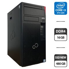 Комп'ютер Б-клас Fujitsu Esprimo P758 E85 Tower / Intel Core i3-9100 (4 ядра по 3.6 - 4.2 GHz) / 16 GB DDR4 / 480 GB SSD NEW / Intel UHD Graphics 630 / DVI