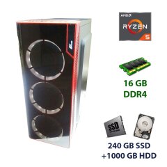 1stPlayer R3-A-R1 Midi-Tower / AMD Ryzen 5 3600 (6 (12) ядер по 3.6 - 4.2 GHz) / 16 GB DDR4 / 240 GB SSD+1000 GB HDD / AMD Sapphire Radeon RX 470, 4 GB GDDR5, 256-bit