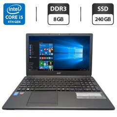 Ноутбук Acer Aspire E1-572G / 15.6" (1366x768) TN / Intel Core i5-4200U (2 (4) ядра по 1.6 - 2.6 GHz) / 8 GB DDR3 / 240 GB SSD / Intel HD Graphics 4400 / WebCam / DVD-ROM