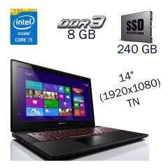 Ноутбук Lenovo Y40-80 / 14" (1920x1080) TN / Intel Core i5-5200U (2 (4) ядра по 2.2 - 2.7 GHz) / 8 GB DDR3 / 240 GB SSD / AMD Radeon R9 M275X, 2 GB GDDR5, 128-bit / WebCam