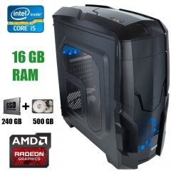 Qube QB40X Tower ATX NEW / Intel Core i5-4460 (4 ядра по 3.2 - 3.4 GHz)  / 16 GB DDR3 / 240 GB SSD+500 GB HDD NEW / Radeon RX 570 Nitro+ 8GB GDDR5 256bit / БП 550W