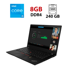 Ультрабук Lenovo ThinkPad T490 / 14" (1920x1080) IPS / Intel Core i5-8250U (4 (8) ядра по 1.6 - 3.4 GHz) / 8 GB DDR4 / 240 GB SSD / Intel UHD Graphics 620 / WebCam