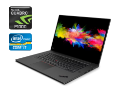 Мобільна робоча станція Lenovo ThinkPad P1 / 15.6" (3840x2160) IPS Touch / Intel Core i7-8850H (6 (12) ядер по 2.6 - 4.3 GHz) / 8 GB DDR4 / 240 GB SSD / nVidia Quadro P1000, 4 GB GDDR5, 128-bit / WebCam 