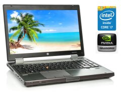 Мобильная рабочая станция HP EliteBook 8570w / 15.6" (1920x1080) TN / Intel Core i7-3820QM (4 (8) ядра по 2.7 - 3.7 GHz) / 16 GB DDR3 / 480 GB SSD / nVidia Quadro K1000M, 2 GB DDR3, 128-bit / WebCam / DVD-ROM / Win 10 Pro