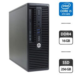 Комп'ютер HP ProDesk 400 G3 SFF / Intel Core i5-6500 (4 ядра по 3.2 - 3.6 GHz) / 16 GB DDR4 / 256 GB SDD / Intel HD Graphics 530 / VGA