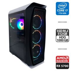 Ігровий ПК AeroCool Aero One Frost Tower / Intel Core i7-7700 (4 (8) ядра по 3.6 - 4.2 GHz) / 32 GB DDR4 / 512 GB SSD M.2 + 1000 GB HDD / AMD Radeon RX 5700, 8 GB GDDR6, 256-bit / 650W + Кабелі HDMI та живлення