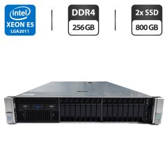 Сервер HP ProLiant DL380 Gen9 (18x 2.5 SFF) 2U Rack / 2x Intel Xeon E5-2667 v3 (8 (16) ядра по 3.2 - 3.6 GHz) / 256 GB DDR4 / 2x 800 GB SSD (SAS) / RAID HP Smart Array P440ar / 2x 500W