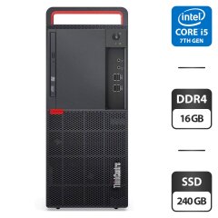 Компьютер Lenovo ThinkCentre M910T Tower / Intel Core i5-7500 (4 ядра по 3.4 - 3.8 GHz) / 16 GB DDR4 / 240 GB SSD / Intel HD Graphics 630 / DVD-ROM / Windows 11 Pro