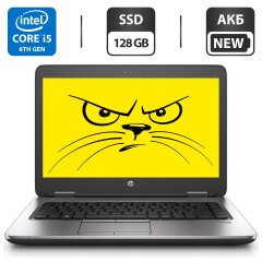 Ноутбук Б-класс HP ProBook 640 G2 / 14" (1366x768) TN / Intel Core i5-6300U (2 (4) ядра по 2.4 - 3.0 GHz) / 8 GB DDR4 / 128 GB SSD / Intel HD Graphics 520 / WebCam / АКБ NEW