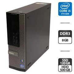 Компьютер Dell OptiPlex 7010 SFF / Intel Core i5-3470 (4 ядра по 3.2 - 3.6 GHz) / 8 GB DDR3 / 120 GB SSD + 500 GB HDD / Intel HD Graphics 2500