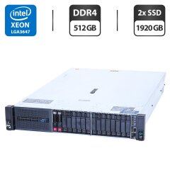 Сервер HP ProLiant DL380 Gen10 (8x 2.5 SFF, 8x 2.5 U2 NVMe) 2U Rack / 2x Intel Xeon Gold 6138 (20 (40) ядра по 2.0 - 3.7 GHz) / 512 GB DDR4 / 2x 1920 GB SSD U.2 NVMe (SAS) / RAID HP Smart Array P408 / 2x 500W + 2 корзины для HDD