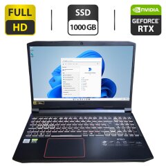 Игровой ноутбук Acer Nitro 5 / 15.6" (1920x1080) IPS / Intel Core i5-10300H (4 (8) ядра по 2.5 - 4.5 GHz) / 16 GB DDR4 / 1000 GB SSD / nVidia GeForce RTX 3060, 6 GB GDDR6, 192-bit / WebCam