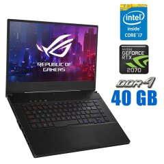 Ігровий ноутбук Asus Rog Zephyrus GU502L / 15.6" (1920x1080) IPS / Intel Core i7-10750H (6 (12) ядра по 2.6 - 5.0 GHz) / 40 GB DDR4 / 1000 GB SSD / nVidia GeForce RTX 2070, 8 GB GDDR6, 256-bit / WebCam