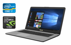 Ігровий ноутбук Б-клас Asus VivoBook 17 N705U / 17.3" (1920x1080) IPS / Intel Core i7-8550U (4 (8) ядра по 1.8 - 4.0 GHz) / 16 GB DDR4 / 512 GB SSD / nVidia GeForce GTX 1050, 4 GB GDDR5, 128-bit / WebCam + Бездротова мишка