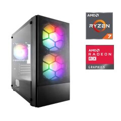 Игровой ПК 1stPlayer X4-M-BK-2F1P-1F1 Black Tower / AMD Ryzen 7 8700F (8 (16) ядер по 4.1 - 5.0 GHz) / 32 GB DDR5 / 1000 GB SSD M.2 / AMD Radeon RX 7600, 8 GB GDDR6, 128-bit