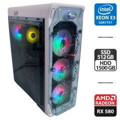 Ігровий ПК GameMax StarLight Tower / Intel Xeon E3-1230 v6 (аналог Core i7-7700) (4 (8) ядра по 3.5 - 3.9 GHz) / 32 GB DDR4 / 512 GB SSD M.2 + 500 GB HDD + 1000 GB HDD / AMD Radeon RX 580, 8 GB GDDR5, 256-bit / 500W + Кабелі DVI та живлення