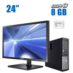 Комплект ПК: Dell Optiplex 7010 SFF / Intel Core i3-3220 (2 (4) ядра по 3.3 GHz) / 8 GB DDR3 / 240 GB SSD / Intel HD Graphics 2500 / DVD-ROM + Монитор Samsung NC241 / 24" (1920x1080) TN / VGA + Клавиатура и мышь